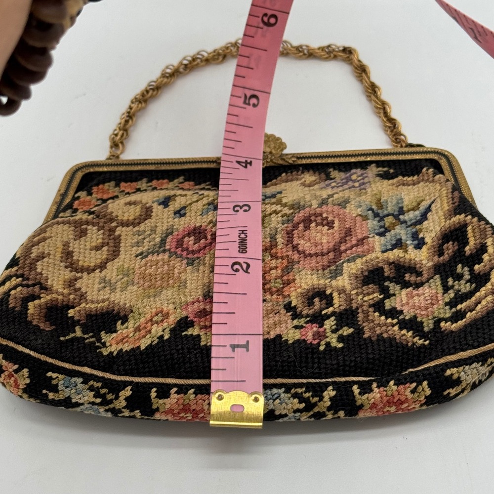 Antique 1920s Art Deco Made in Czechoslovakia Micro Petit Point Purse CrownClasp - Picture 12 of 14
